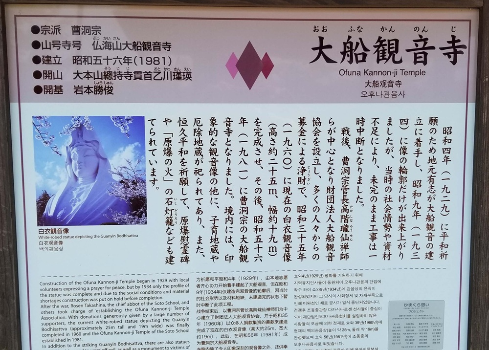 大船観音寺の由来等が書かれている案内版