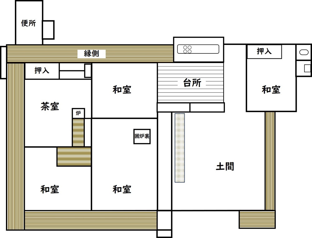 旧川喜多邸の平面図(自作図)