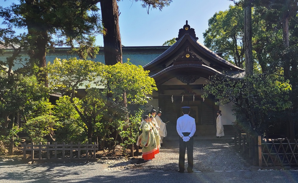 鶴岡八幡宮 社務所前の様子 2025年10月17日 9時51分撮影